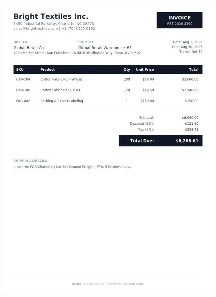 Business Invoice Example