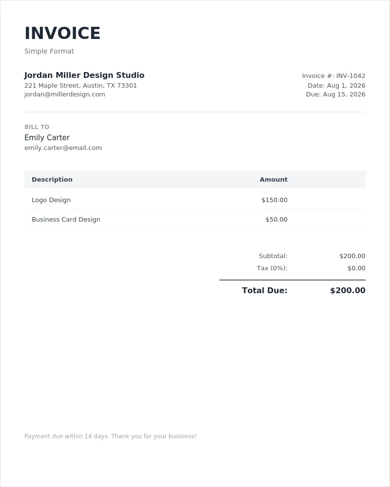 simple invoice example